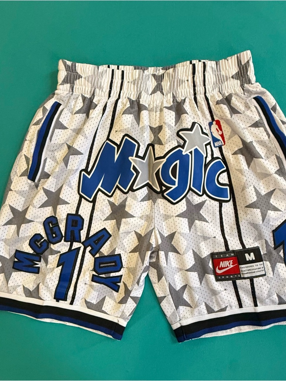 Nike White & Blue Orlando Magic Star Basketball Shorts